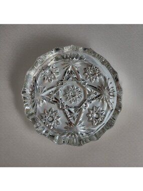 Vintage Anchor Hocking Ashtray Star Of David Large 7.5" Heavy Etched Glass